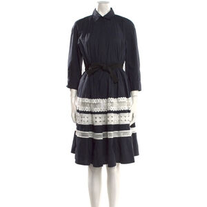 maje Ramona Lace Trim Shirtdress Navy and White się 1 small belted Dress